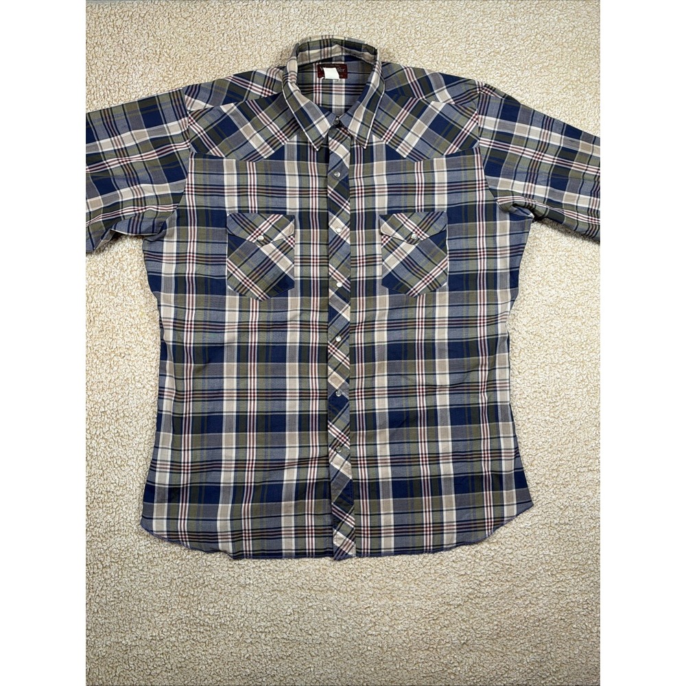 Wrangler Western Shirt Mens XLT Plaid Pearl Snap Button Up Cowboy Western